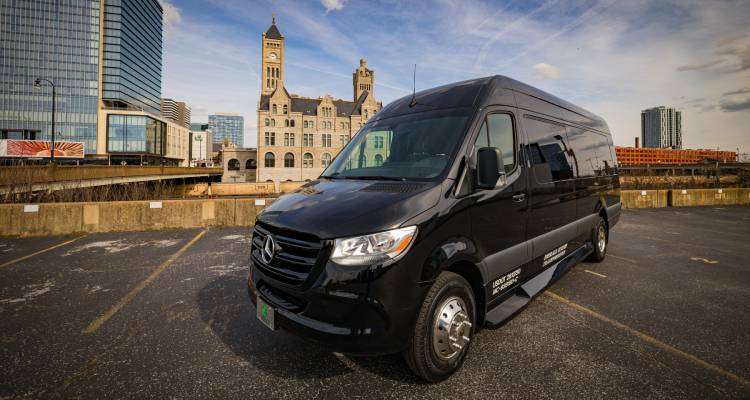 Their Mercedes-Benz Presidential coach parked in Nashville, per the alt text.