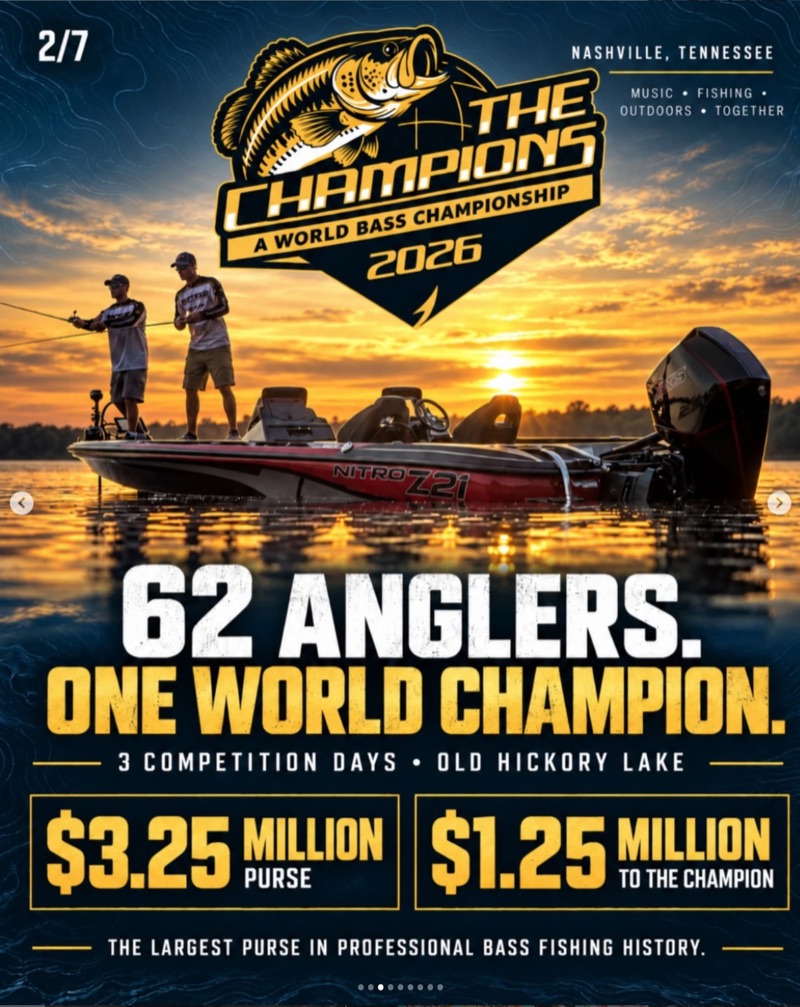 The Champions poster: 62 anglers, one world champion, $3.25 million purse and $1.25 million to the champion